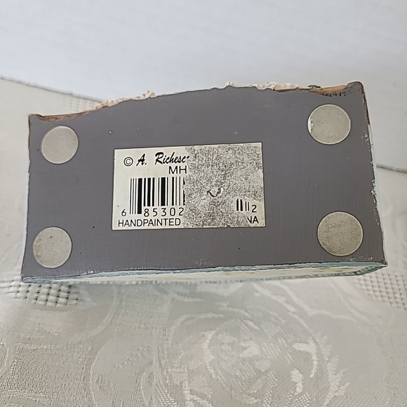 A.Richesco Co. Handpainted Set of 4 Square Coaster and Holder Vintage - Picture 7 of 12